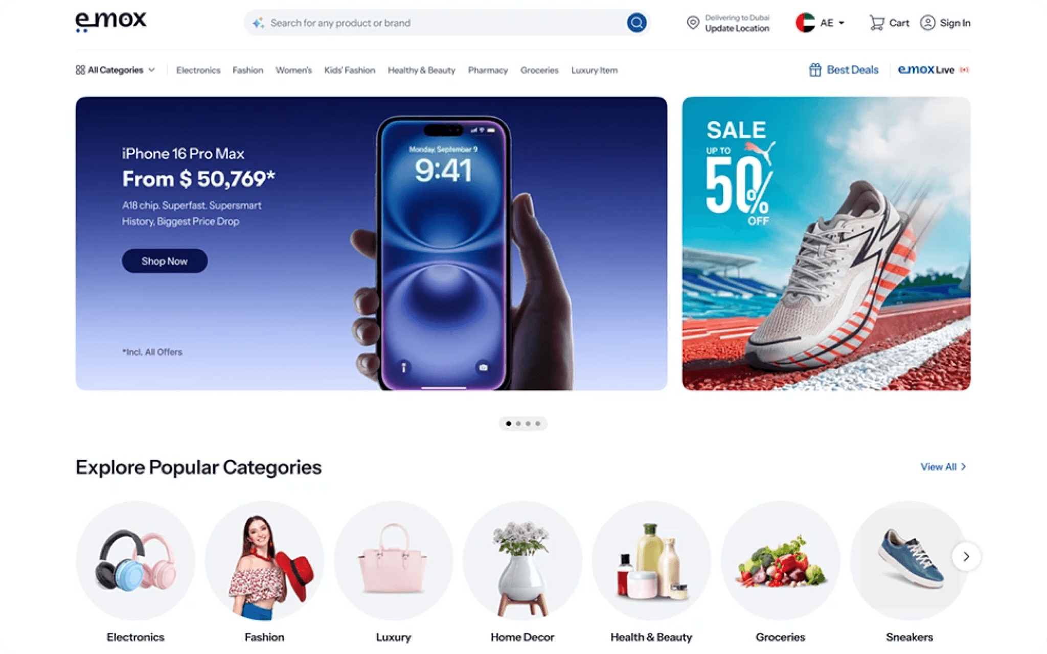 الرئيسية — عرض منسّق لأبرز الفئات والمنتجات